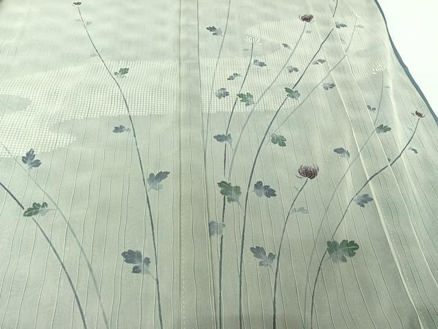 平和屋着物▽訪問着 単衣 無双 紗袷 紗×紗 手描き 草花文 正絹 逸品 AABJ3636jh