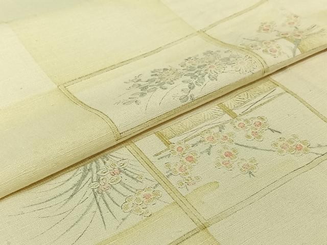 平和屋着物▽上質な小紋 単衣 風景花文 正絹 逸品 AABJ3640jh