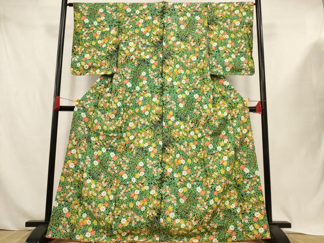 平和屋着物■上質な小紋 草花尽くし 正絹 逸品 AABJ3643br