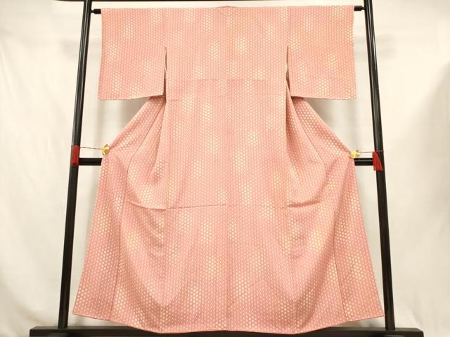 平和屋着物■上質な小紋 麻の葉花文 正絹 逸品 AABJ3648br