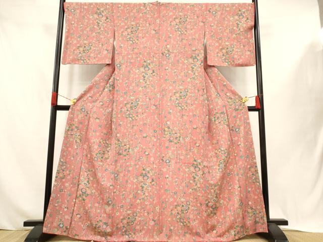 平和屋着物■上質な小紋 草花文 正絹 逸品 AABJ3650br