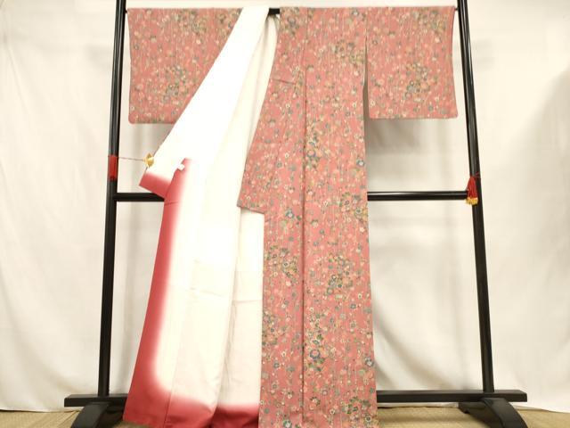 平和屋着物■上質な小紋 草花文 正絹 逸品 AABJ3650br