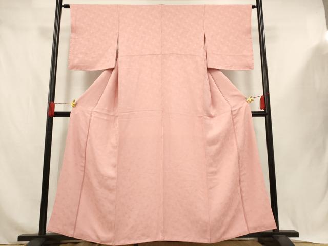 平和屋着物■上質な色無地 花菱地紋 紅梅色 正絹 逸品 AABJ3653br