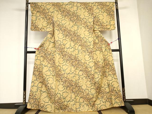 平和屋着物■小紋 舞桜文 洗える着物 未使用 AABJ3658br