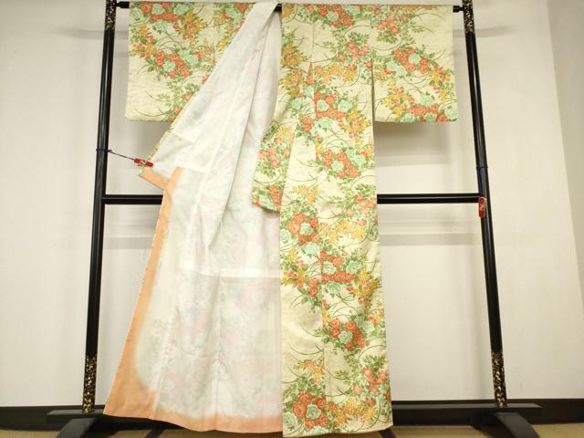 平和屋着物■小紋 草花文 洗える着物 AABJ3663br