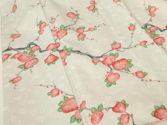 平和屋着物■小紋 手描き 枝花文 洗える着物 AABJ3668br