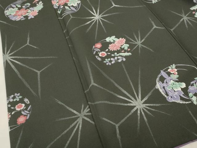 平和屋着物■小紋 花丸文 黒地 洗える着物 AABJ3671br