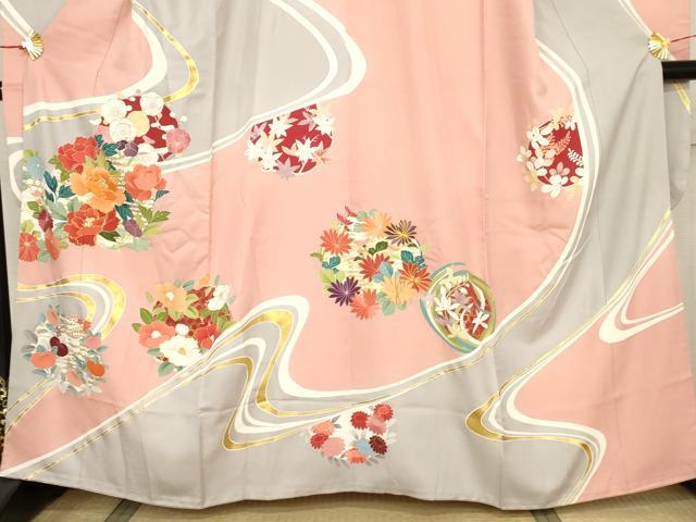 平和屋着物●創業460年・千總 振袖・長襦袢(無双仕立て)セット 花丸文 金糸 金彩 三越扱い 正絹 逸品 AABJ3682cs