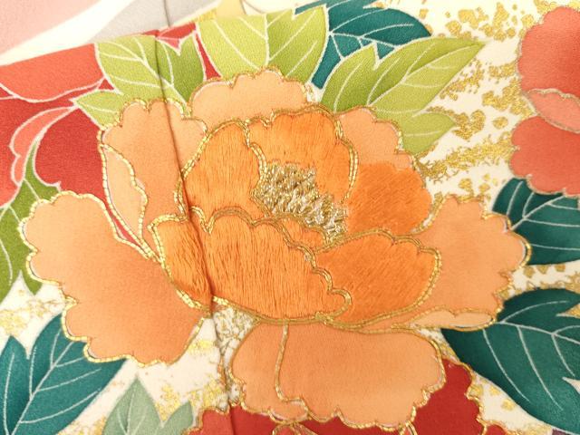平和屋着物●創業460年・千總 振袖・長襦袢(無双仕立て)セット 花丸文 金糸 金彩 三越扱い 正絹 逸品 AABJ3682cs