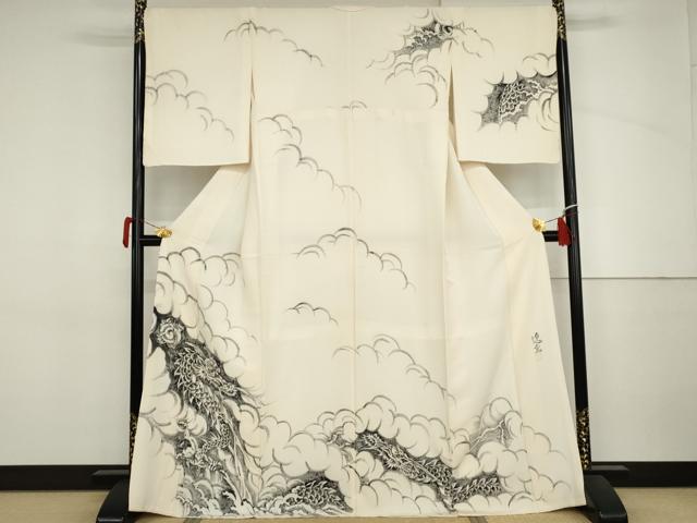 平和屋着物●三浦逸鬼 訪問着 手描き 龍 正絹 逸品 AABJ3686cs