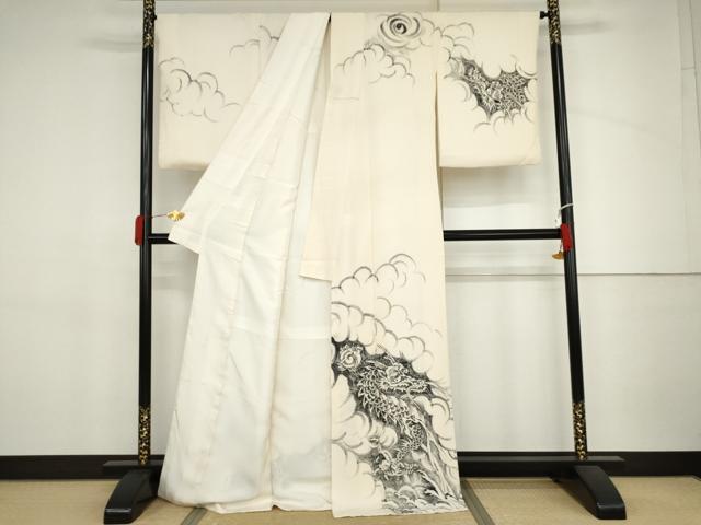 平和屋着物●三浦逸鬼 訪問着 手描き 龍 正絹 逸品 AABJ3686cs