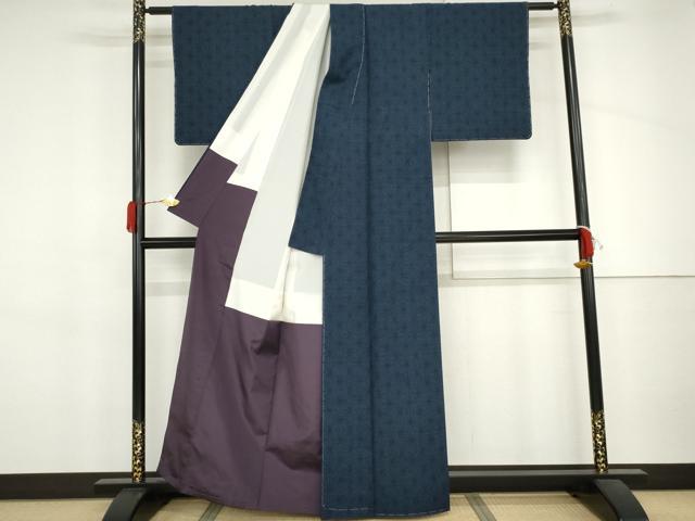 平和屋着物●綿薩摩 麻の葉文様 木綿 逸品 未使用 AABJ3688cs