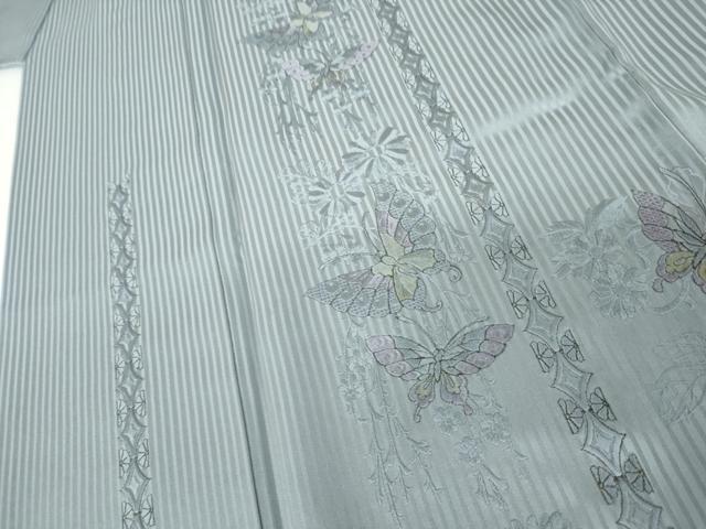 平和屋着物●中国三大刺繍 スワトウ刺繍 汕頭刺繍 訪問着 花蝶文 金糸 正絹 逸品 AABJ3690cs