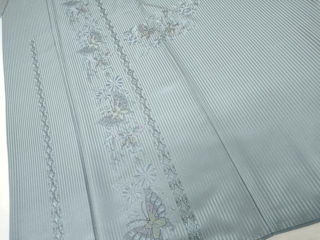 平和屋着物●中国三大刺繍 スワトウ刺繍 汕頭刺繍 訪問着 花蝶文 金糸 正絹 逸品 AABJ3690cs