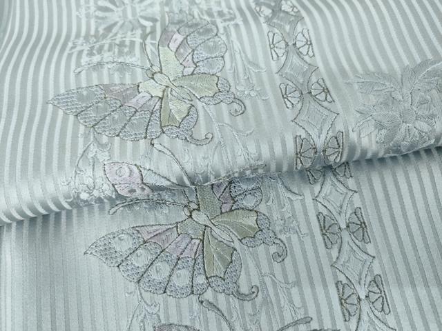平和屋着物●中国三大刺繍 スワトウ刺繍 汕頭刺繍 訪問着 花蝶文 金糸 正絹 逸品 AABJ3690cs