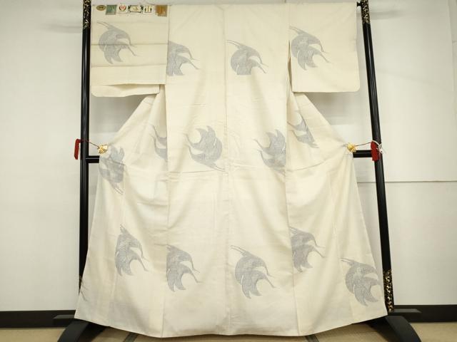 平和屋着物●本場結城紬 重要無形文化財 奥順謹製 飛び亀甲 100亀甲 飛鶴文 証紙付き 正絹 逸品 AABJ3693cs