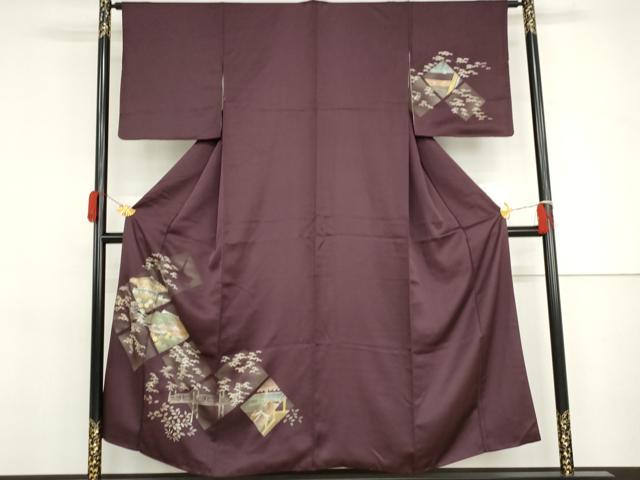 平和屋着物●訪問着 京風景笹文 金彩 正絹 逸品 AABJ3695cs