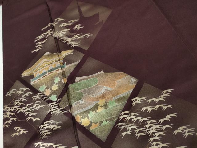 平和屋着物●訪問着 京風景笹文 金彩 正絹 逸品 AABJ3695cs