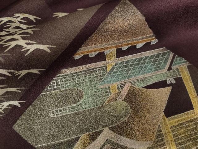 平和屋着物●訪問着 京風景笹文 金彩 正絹 逸品 AABJ3695cs