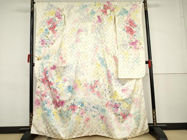 平和屋着物●豪華振袖 手描き 枝花文 金彩 正絹 逸品 AABJ3698cs