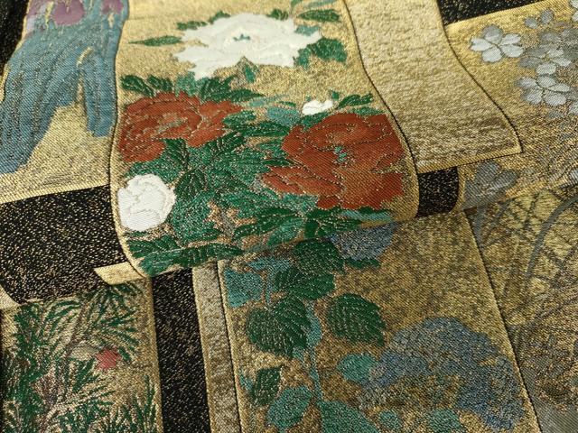 平和屋着物●豪華黒留袖 寿光織 色紙重ね花鳥文 金糸 やまと誂製 正絹 逸品 AABJ3705cs