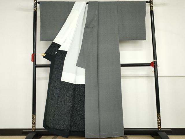 平和屋着物●伝統工芸士 保科土山 江戸小紋 角通し 黒地 正絹 逸品 未使用 AABJ3713cs