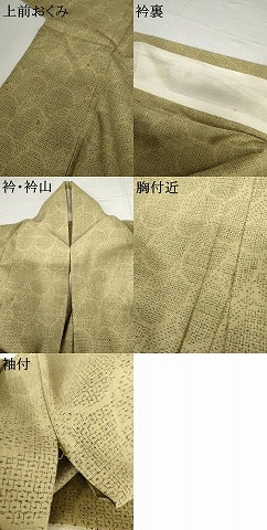 平和屋着物●結城紬 80亀甲 抽象文様 胴抜き仕立て 正絹 逸品 AABJ3716cs