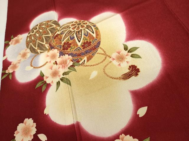 平和屋着物●豪華振袖 桜毬文 暈し染め 金彩 鬼しぼ縮緬 ますいわ屋扱い 正絹 逸品 AABJ3717cs