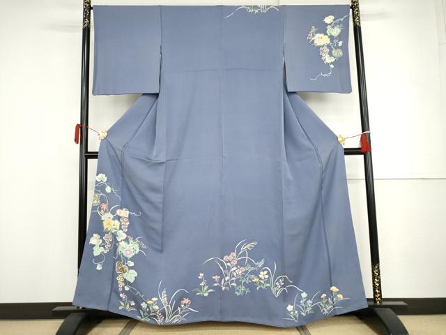 平和屋着物●訪問着 駒刺繍 花蔦の葉文 金彩 正絹 逸品 AABJ3719cs