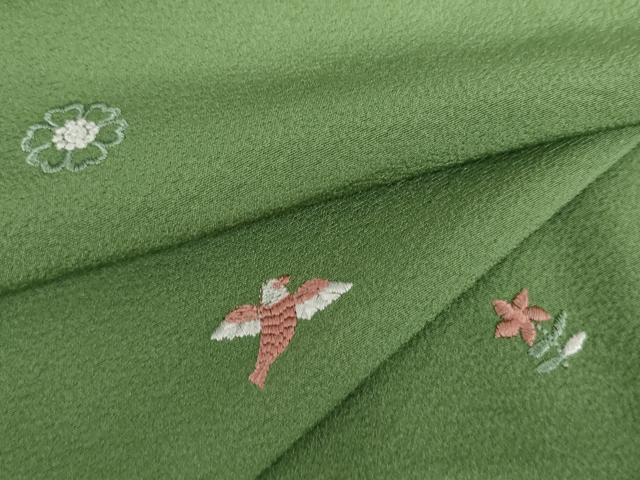 平和屋着物●上質な小紋 総刺繍 花鳥文 正絹 逸品 AABJ3721cs
