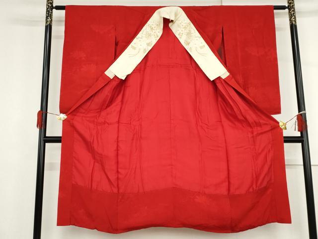 平和屋着物●アンティーク 大正ロマン 長襦袢 袷 草花地紋 半衿刺繍 正絹 逸品 AABJ3734cs