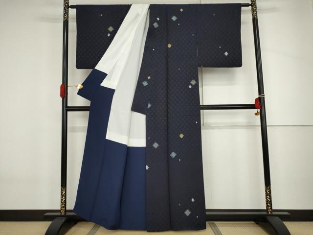 平和屋着物●訪問着 絞り 松皮菱文 正絹 逸品 AABJ3735cs