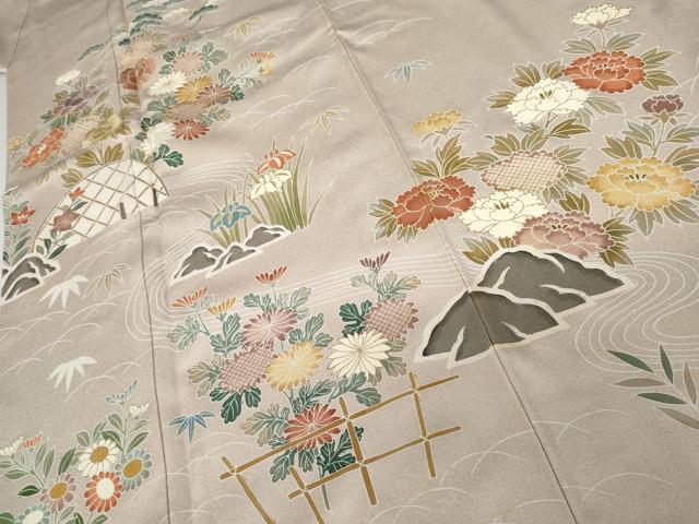 平和屋着物●訪問着 刺繍 流水松竹梅文 金糸 金彩 ますいわ屋扱い 正絹 逸品 AABJ3741cs