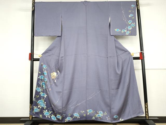 平和屋着物●訪問着 螺鈿 草花文 暈し染め 金彩 正絹 逸品 未使用 AABJ3742cs