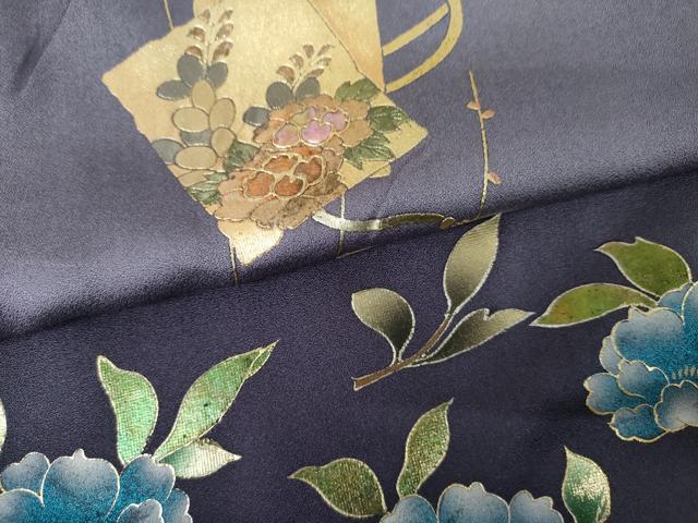 平和屋着物●訪問着 螺鈿 草花文 暈し染め 金彩 正絹 逸品 未使用 AABJ3742cs