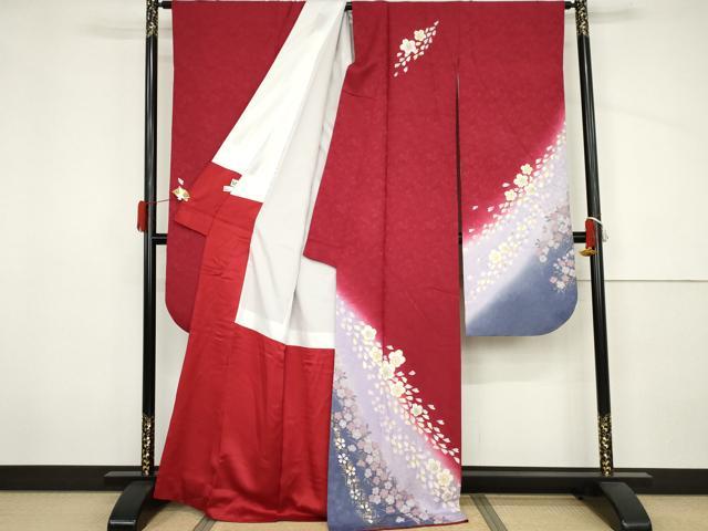 平和屋着物●豪華振袖 駒刺繍 舞桜 暈し染め 金彩 正絹 逸品 AABJ3744cs