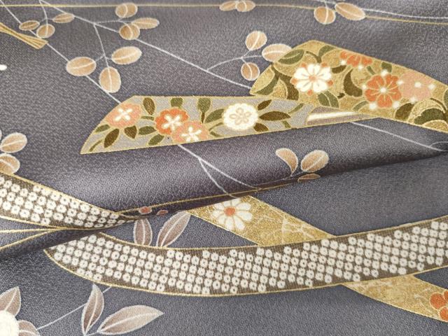 平和屋着物●訪問着 鬘帯扇面花文 金彩 正絹 逸品 未使用 AABJ3745cs