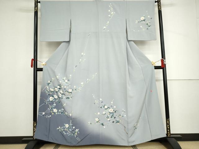 平和屋着物●本加賀友禅作家 和泉衛知 訪問着 枝花文 暈し染め 正絹 逸品 AABJ3755cs