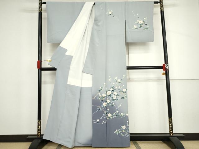 平和屋着物●本加賀友禅作家 和泉衛知 訪問着 枝花文 暈し染め 正絹 逸品 AABJ3755cs