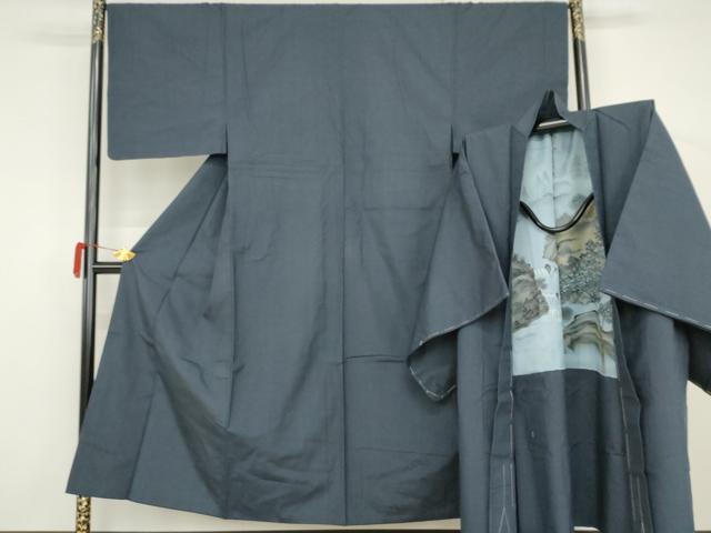 平和屋着物●男性 紬 アンサンブル 格子 正絹 逸品 AABJ3762cs