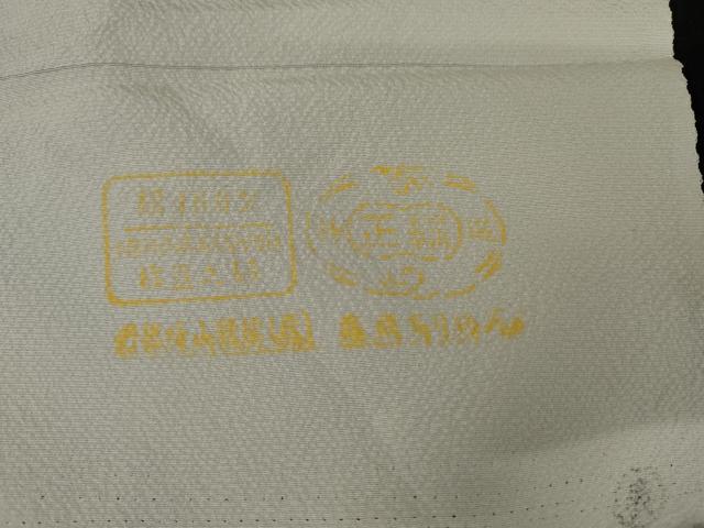 平和屋着物●上質な小紋 花蝶文 黒地 三越扱い 丹後ちりめん 反端付き 正絹 逸品 AABJ3765cs