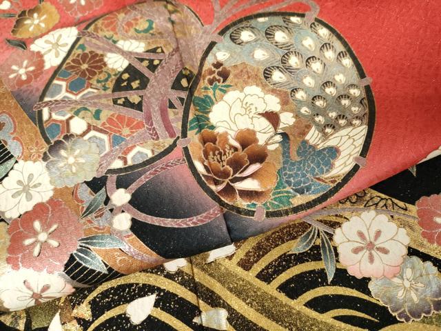 平和屋着物●豪華振袖 立波花鼓文 暈し染め 金銀彩 金通し地 鈴乃屋扱い 正絹 逸品 AABJ3767cs