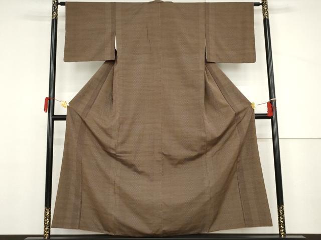 平和屋着物●白鷹お召 変わり格子 正絹 逸品 AABJ3773cs