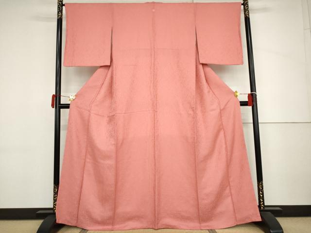 平和屋着物●上質な色無地 南天地紋 桃色 正絹 逸品 AABJ3774cs