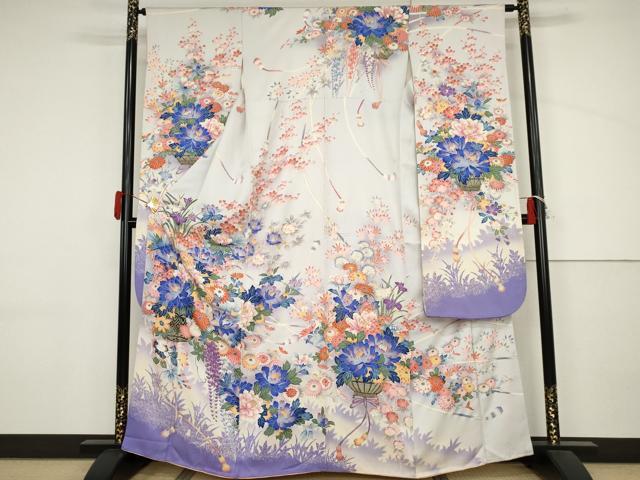 平和屋着物●豪華振袖 飾花文 暈し染め 金銀彩 正絹 逸品 AABJ3776cs