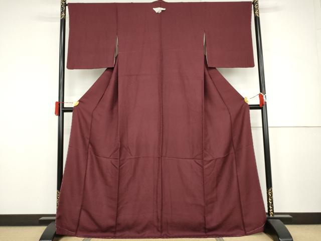 平和屋着物●上質な色無地 紋意匠 暗紅色 正絹 逸品 未使用 AABJ3782cs