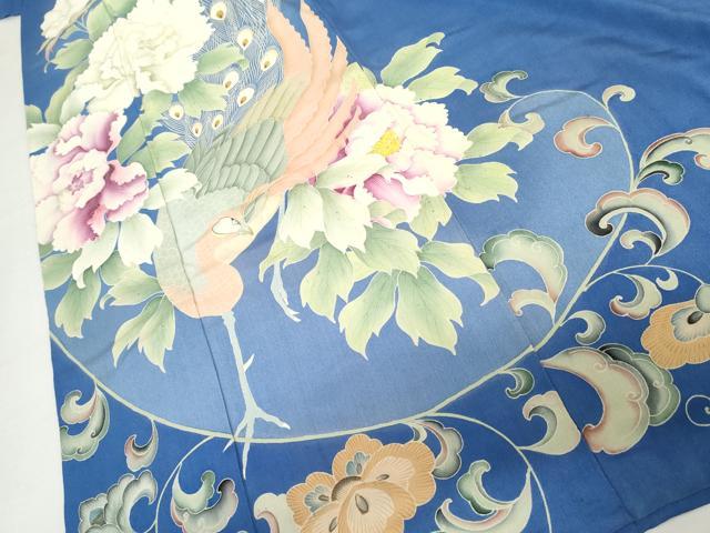 平和屋着物●アンティーク 大正ロマン 色留袖 刺繍 両褄 孔雀更紗花唐草文 金彩 正絹 逸品 AABJ3794cs