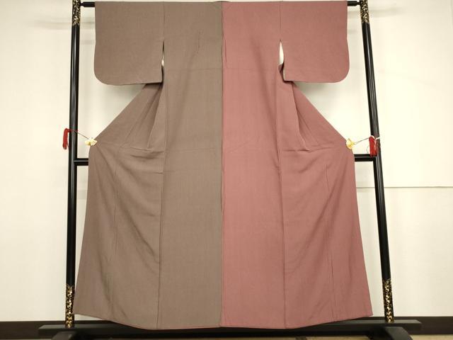 平和屋着物●江戸小紋 片身替わり 竹縞 正絹 逸品 AABJ3803cs