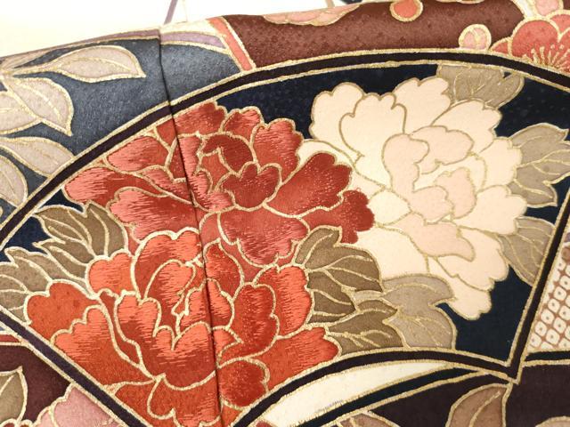 平和屋着物●訪問着 刺繍 地紙草花文 金彩 正絹 逸品 未使用 AABJ3806cs
