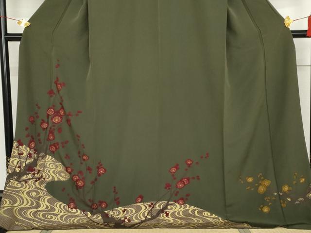 平和屋着物●訪問着 流水に枝梅 金彩 正絹 逸品 AABJ3810cs